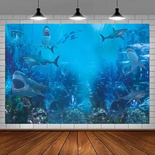 Hai unter dem Meer Welt Fotografie Hintergrund Für Geburtstagsparty Banner Dekor Aquarium Hintergrund Banner Fotokabine