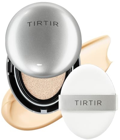 TIRTIR Mask Fit Aura Silver Cushion Foundation | Halb-glänzendes Finish, Natürliche Deckkraft, Feuchtigkeitsspendend, Leicht, Koreanische Cushion Foundation (0,63 Fl Oz), 13N Fair Ivory