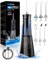 WAFLOO Wasserflosser - 5 Modi, 6 Düsen, wiederaufladbar, kabellos, tragbar, 300 ml Tank, elektrischer Wasserflosser-Reiniger, IPX7 wasserdicht, Schwarz, ideal für Zähne