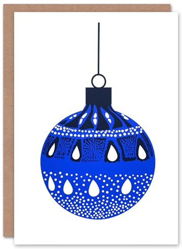 Wee Blue Coo A Single Bauble Blue Ornament Fun Xmas Art Blank For All Christmas Card