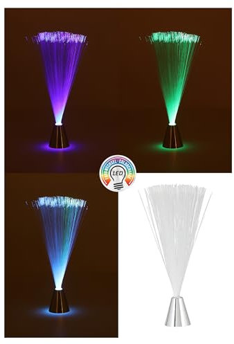 Annastore LED Fiberglas Lampe H 20 cm mit Farbwechsler inkl. Batterien - LED Glasfaserlampe - Faserlampe mit Farbwechsler - Glasfaser Leuchte - Nachtlicht - Kinderlampe Nachtlicht
