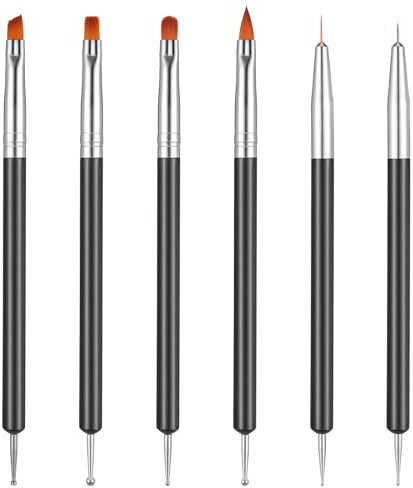 YUXIANLB 6PCS Nail Art Brushes Gel Nail Polish Brush Nail Tool Kit Nail Art Supplies Fingernail Design Tools Acrylic Brush For Nail Techs Manicure Tools French Tip Scrub For Home Diy Salon Use