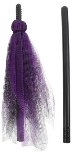 VICASKY Escoba de bruja para Halloween, fiesta infantil, karnawal kostium para decoración de Halloween, bruja, vestido, alas de hadas, mango de escoba, accesorio de bruja, escoba decorativa de tela