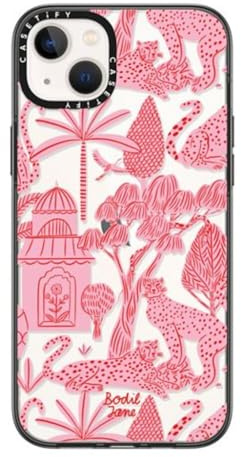 CASETiFY Compact iPhone 14 Plus Case [Lightweight / 4 ft. 2X Military Grade Drop Protection/Slim] - Cheetah Paradise Pink - Clear Black | Lightweight | 4ft. 2x Military Grade Drop Protection | Cheetah Paradise Pink | Black