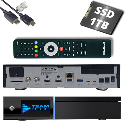 GigaBlue UHD Quad 4K Pro 2X FBC DVB-S2 Twin Sat Receiver mit Dual Core CPU, E2 Linux OS, 4GB RAM, 8GB eMMC, Bluetooth 5.4, H.265, 1200Mbit WLAN, 3X USB 3.0, HTS e-com HDMI-Kabel + 1TB SSD