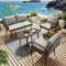 Gegtuon Gartenmöbel Sitzgruppe Set für Garten für 4 Personen, Outdoor Gartenmöbel-Set BalkonMöbel Essgruppe mit Tisch und Stühle für Balkon, Lounge Sofa Möbel mit Sessel und Couchtisch (Grau)
