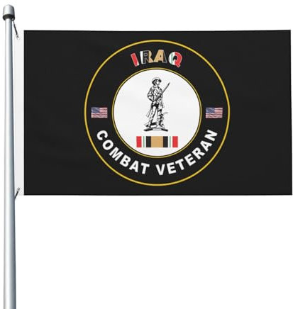 Decorativo Bandera de jardín Veteranos de combate de la Guardia Civil del Ejército de los Estados Unidos en Irak Bandera en poliéster 90x150 cm para patio,Decoración exterior,eventos