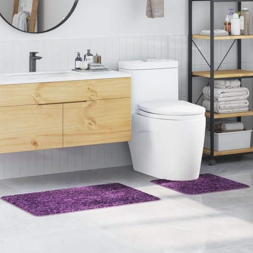 GCHDHAPB Decor,Tappeti & Mats,Set di 2 Pezzi Tappetino Da Bagno Viola Polipropilene Antiscivolo