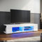 ELEGANT TV Stand Cabinet Unit with 16 RGB LED Lights, High Gloss Modern White TV Stand with Open Glass Storage Shelves and 2 Rear Storage Compartments for Living Room, Bedroom 1350x390x300mm
