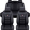 LVTFCO Auto Leder Sitzbezüge Sets für VW T6 California 2016-2025, Schonbezüge Sitzschoner Vorne Hinten Wasserdicht Sitzauflage Autositz Sitzschoner,Black