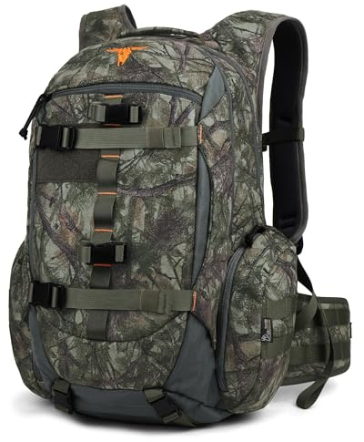 Mardingtop Camo Hunting Backpack for Bow Rifle Gun，Large Capacity Tactical Hunting Day Pack with Rain Cover for Hunting Camping Hiking