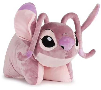 Disney Lilo & Stitch Angel 2-in-1 Plüschkissen – Weiches Kuschelkissen mit Riemenverschluss, Kissen zum Umarmen fürs Kinderzimmer & Reisen