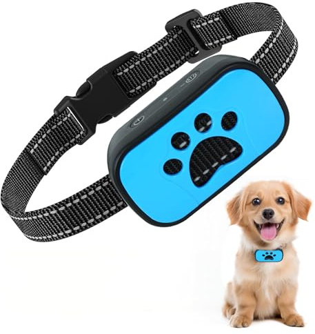 MeetBear Adjustable Anti-Bark Collar for Dog with Vibration & Beep Modes | Bark Collar with 7 Sensitivity Levels, Smart Sound Detection, Comfortable Strap for Small, Medium & Large Dogs, Blue