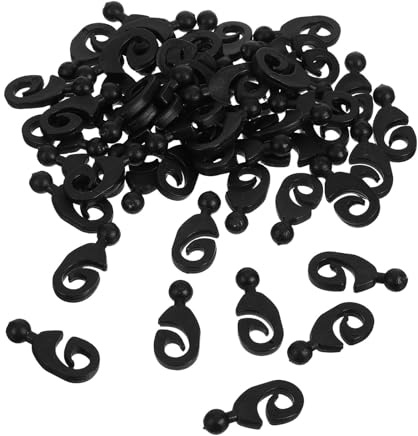 YARNOW Crochets de Rideaux pour Pergola 30 Pièces en Plastique Noir Attaches pour Tentes Romains et Auvents en Maille pour Usage Extérieur