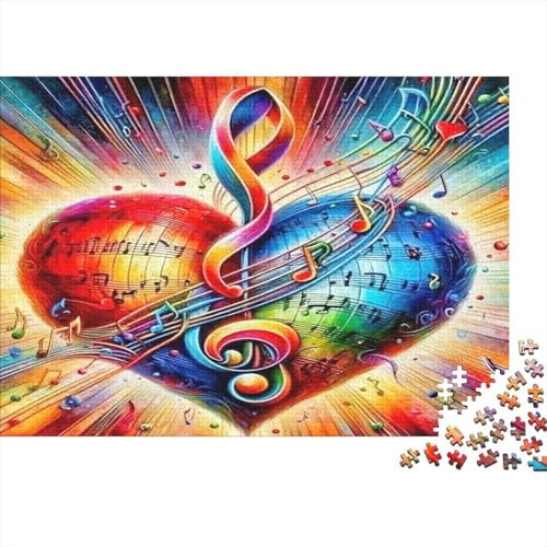 Music Love Heart Jigsaw Puzzle 1000 Pieces Recycled Paper for Adults Adult Jigsaws Educational Game Challenge Great Gift for Adults and Kids Age 12 Years Up 38x26cm/1000pcs