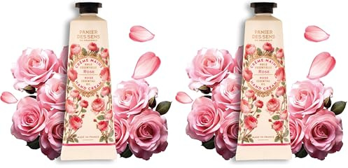 Panier des Sens - Hand Cream Rose for Dry Skin 30ml - Pink Mini Hand Cream, Moisturizing - Shea Butter & Olive Oil - Hand Care Made in France - 97% Natural Ingredients (Pack of 2)