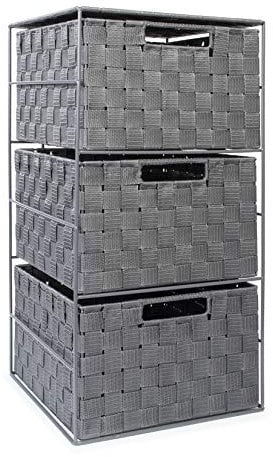 EHC 3 Drawer Large Storage Unit Cabinet for Bedroom/Bathroom - Grey