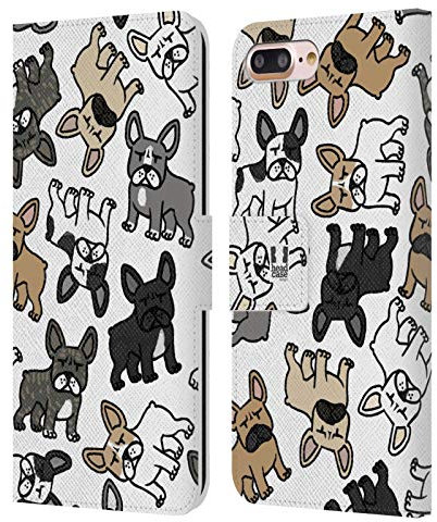 Head Case Designs French Bulldog Dog Breed Patterns Leather Wallet Case Compatible With Apple iPhone 7 Plus/iPhone 8 Plus