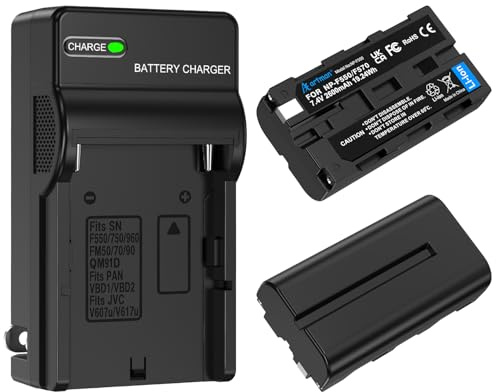 Artman NP-F550 Battery 2-Pack and Wall LED Charger for Sony NPF Series