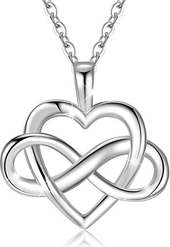 CELESTIA Unendlichkeitszeichen Kette mit Herz Kette Damen Silber Herzkette Liebes Schmuck Geschenk für Freundin Geschenke Frauen Valentinstag Muttertag Jahrestag für Sie Ich Liebe Dich