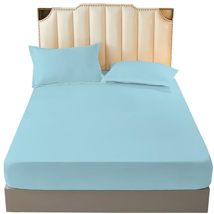 16 Extra Deep 100% Egyptian Cotton Fitted Sheet All UK Sizes Or Pillow Pair Cases 200 Thread Count (Aqua, King)