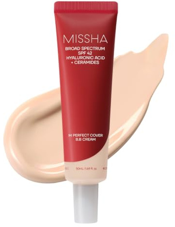 MISSHA M Perfect Cover BB Cream No.13 Bright Beige - Fair with Cool Undertone SPF 42 PA +++ 1.69 Fl Oz - Tinted Moisturizer for face with SPF