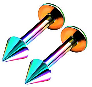 KJM FASHION 2 Stk Titan G23 Regenbogen Lippen 1,2mm 16g 6mm 1/4 3mm Kegel Spider Bite Snake Bite Madonna Marilyn Monroe Ohrringe Monroe Piercing Schmuck 6719