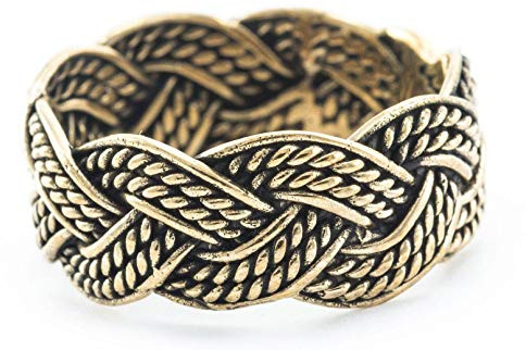 Windalf Breiter Vikings Ring Thorn 9 mm Zopf Muster Bohemia Vintage Bandring Partner- & Freundschaftsring Bronze