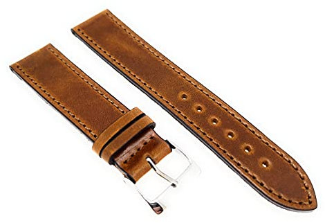 Sandtuhr Horween Cordovan Shell Uhrenarmband 18mm Whiskey braun Made in Germany