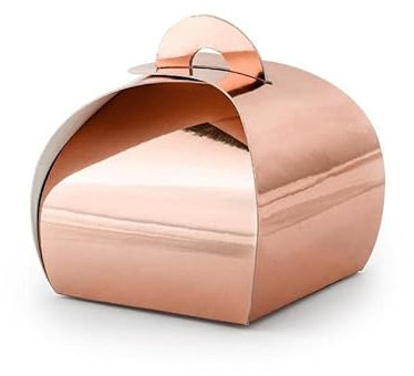 10 kleine Geschenkboxen aus Papier in metallic Rosegold, zum Zusammenstecken