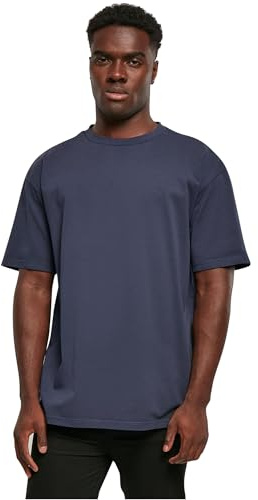URBAN CLASSICS Camiseta básica de manga corta, cuello redondo normal, de algodón grueso, largo normal, oversized, de hombre, moderna, color midnightnavy, talla 3XL