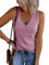 Saodimallsu Damen Tops Ärmellose V-Ausschnitt Casual Tank Tops Lockerer Knopfverschluss Henley Shirt Lila M