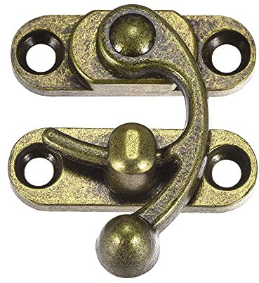 sourcing map Antique Vintage Lock Clasp Right Latch Hook Hasp 45mmx39mm Swing Arm Latch Bronze Tone 2 Pcs