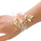 Egurs Fleurs de poignet de mariage, avec perles, bracelet pour femme, rose et rouge