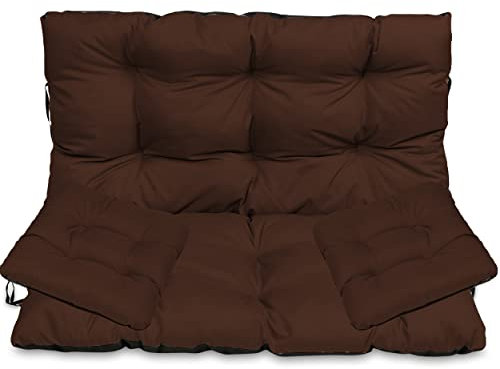 SuperKissen24. Sitzkissen Bankkissen Bankauflage - 140x50 cm und Rückenlehne 140x60 cm mit 2er 45x45 cm Stuhlkissen Set - Outdoor und Indoor - Braun