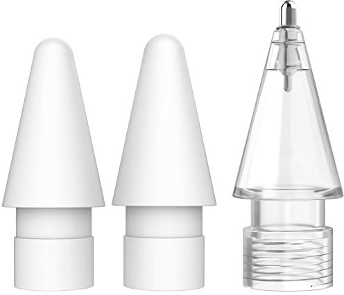 BEAUDOM Lot de 3 pointes pour Apple Pencil 1er et 2e génération - 2 pointes de rechange ultra sensibles pour Apple Pencil - 1 pas d'usure - Contrôle précis - Pointe fine - Transparent