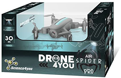 Science4you Drohne Mini Air Spider PRO-Propeller Spielzeug für Kinder, Ein Drohne Mini für Kinder ab 8 Jahre und Anfänger-Kinderspielzeug für Kinder ab 6-12+ Jahre die Drohnen Lieben, schwarz, 3571