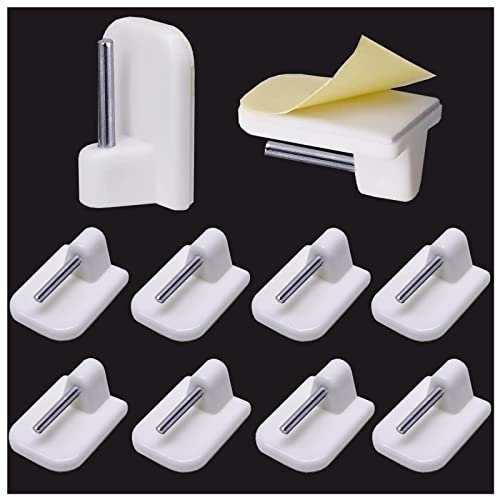 Kitnish 10 Pieces Self Adhesive Hooks,Self-Adhesive Hooks Net Curtain Hooks Plastic Sticky End Window Hook PVC Windows Self Adhesive Hooks Net Curtain Rods, White, 24x17mm (zg001)