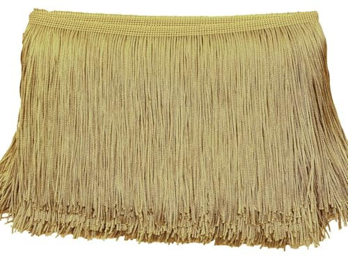 15cm x 3m Fransenborte Fransenbordüre Fransenband Dekoband Tanzfransen Schnittfranse Seide Quaste Fransen-Borten Bänder zum Nähen,DIY Basteln,Kleidung Dessous Kostüme Vorhänge Dekoration,Gold A