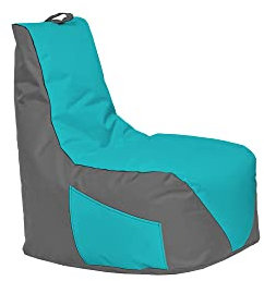 Momiralland Gaming Sitzsack - mit Lehne Sitzkissen - Beanbag - BodenKissen Sessel In- & Outdoor geeignet - Gaming mit PC Xbox & Playstation (Anthrazit - Türkis, Sitzsack)