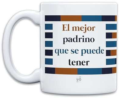 UO Taza de Regalo con Mensaje El mejor padrino que se puede tener, regalo para padrinos, regalo original, regalo amigo invisible original, 350 ml, Cerámica