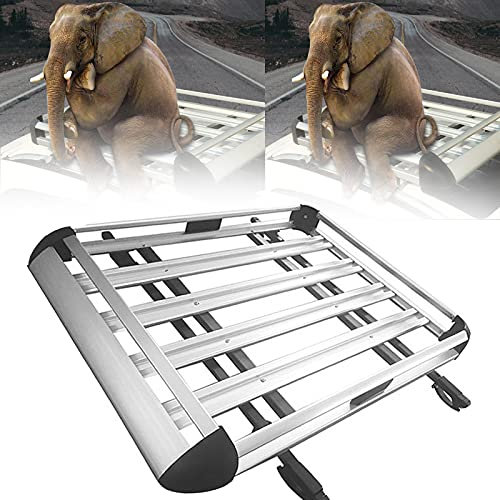 XDLYWUZIQ Barre de Toit Universelle Coffre de Toit Porte Ski pour Barre de Toit Barre Support de Voiture avec Cadre d'Extension de Toit pour Voiture,Silver-127X97cm
