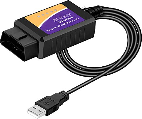 MOJINL OBD2 USB Adapter ELM327 V1,5 OBD2 Diagnosegerät Auto OBD2 USB Scanner Code Leser Diagnostic Tool mit MS-CAN/HS-CAN Schalter und Software für Alle OBDII Protokoll Fahrzeuge