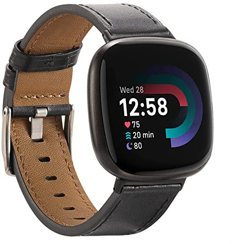 Nigaee Lederarmband Kompatibel für Fitbit Versa 4/Versa 3/Sense 2/Sense Armband, Leder Armband Kompatibel mit Fitbit Sense/Sense 2/Versa 3/Versa 4 Uhrenarmband aus Leder Armbänder Erastzarmband