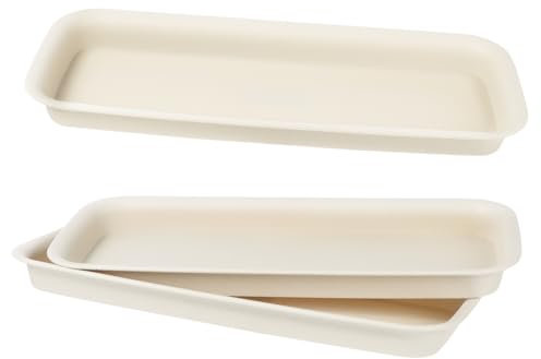 Yardwe Plateaux pour Plantes en Pot Rectangulaires Beige Lot De 3 Bases De Pots De Fleurs Réservoirs d'eau pour Jardin Intérieur Et Balcon Anti-Fuite Et Facile à Nettoyer