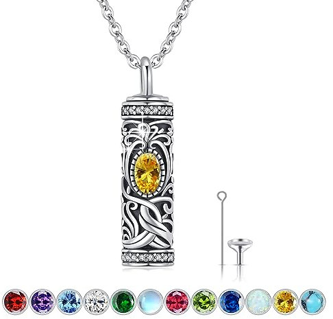Ashes Jewellery for Women Men S925 Sterling Silver Tree of Life Urn Necklace for Ashes Novmber Birthstone Keepsake Memorial Cremation Jewellery Gifts with Funnel Filler