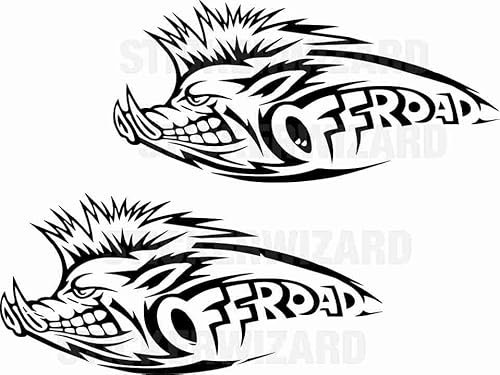 myrockshirt 2 x Offroad Wildschwein Wildsau Aufkleber Autoaufkleber Sticker Wandtattoo Profi Qualität