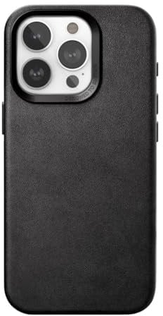 Woodcessories - Leder Case kompatibel mit iPhone 15 Pro Hülle Leder schwarz - Veganes Leder aus Aloe Vera