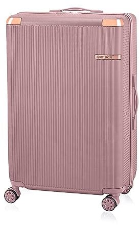 BETLEWSKI - Koffer Hartschale - Großer Koffer mit 4 Rollen - Leicht Hartschalenkoffer ABS Reisekoffer mit Schloss - Größe 76 cm x 48 cm x 28 cm 93 Liter - Roségold