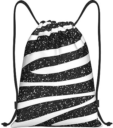 Xzeit Schwarz und Weiß Korn Kordelzug Taschen Wasserdicht String Bag Sport Kordelzug Rucksack Gym Sack für Sport Reisen, Schwarz , S